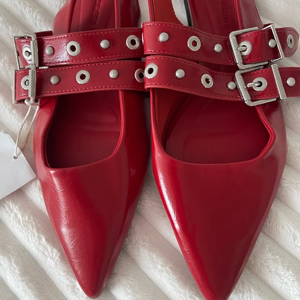 Stradivarius Buckle Detail Slingback Ballet Shoes - Picture 5 of 7